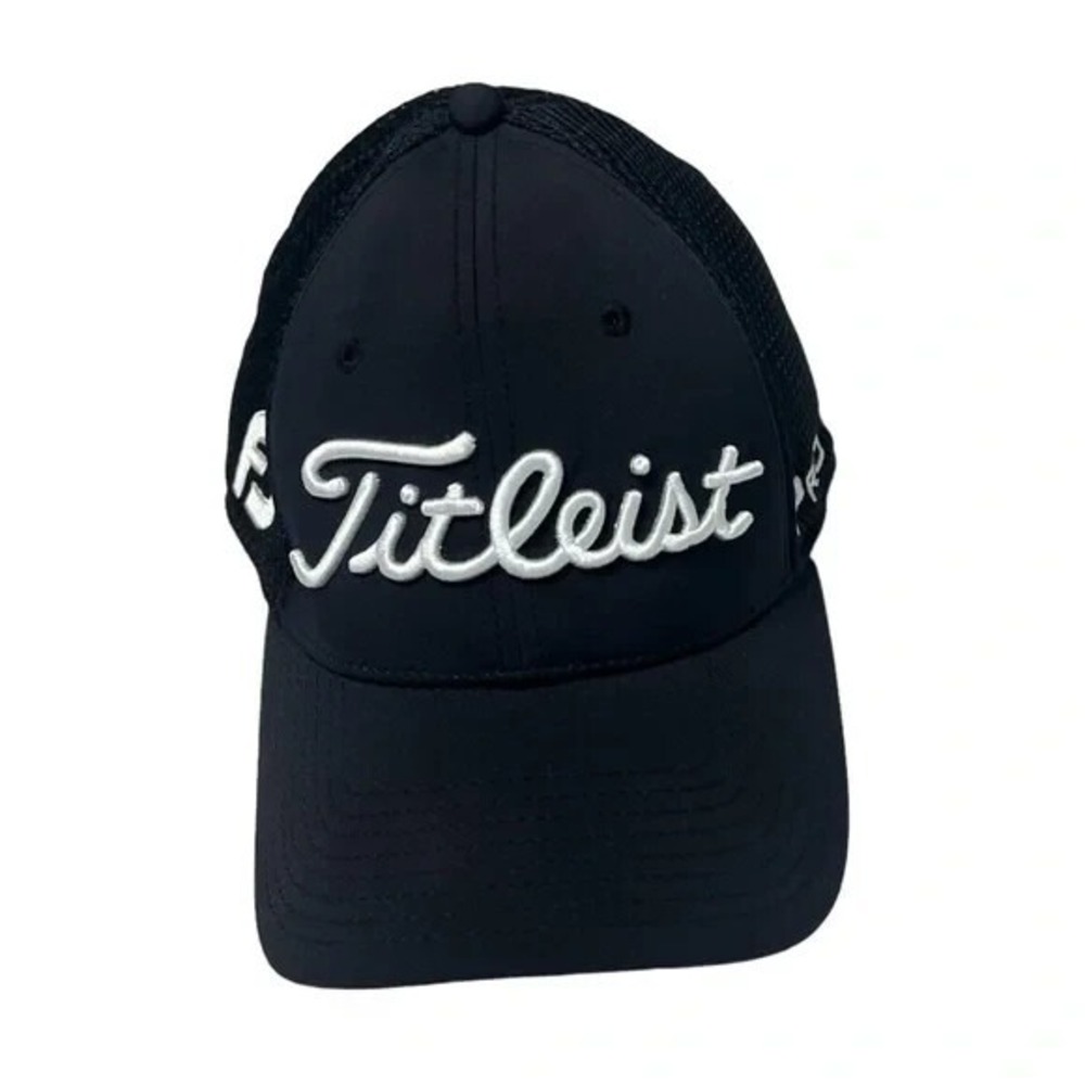 Titleist Footjoy Black Fitted Baseball Cap Hat Medium Large New Era